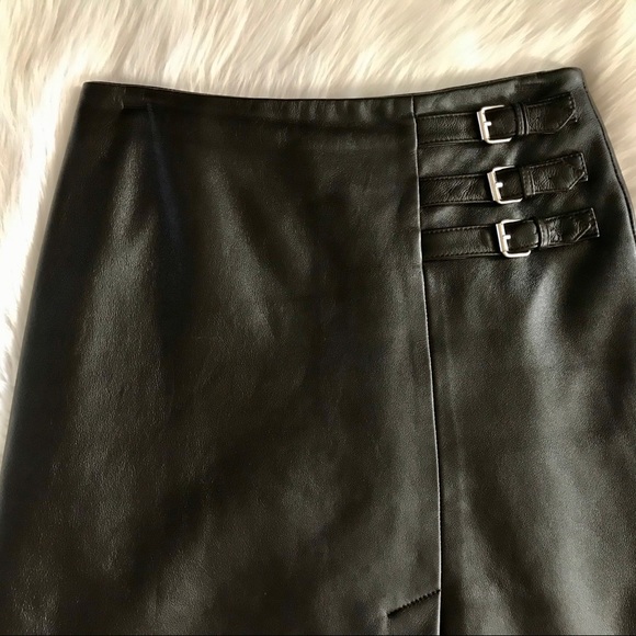 Georgiou Studio Dark Brown Leather Skirt - Picture 5 of 7